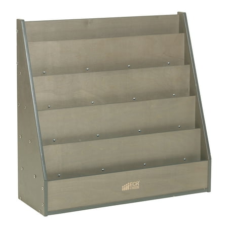 ECR4Kids Streamline Single-Sided Book Display with Storage, Classroom Bookshelf, Grey Wash