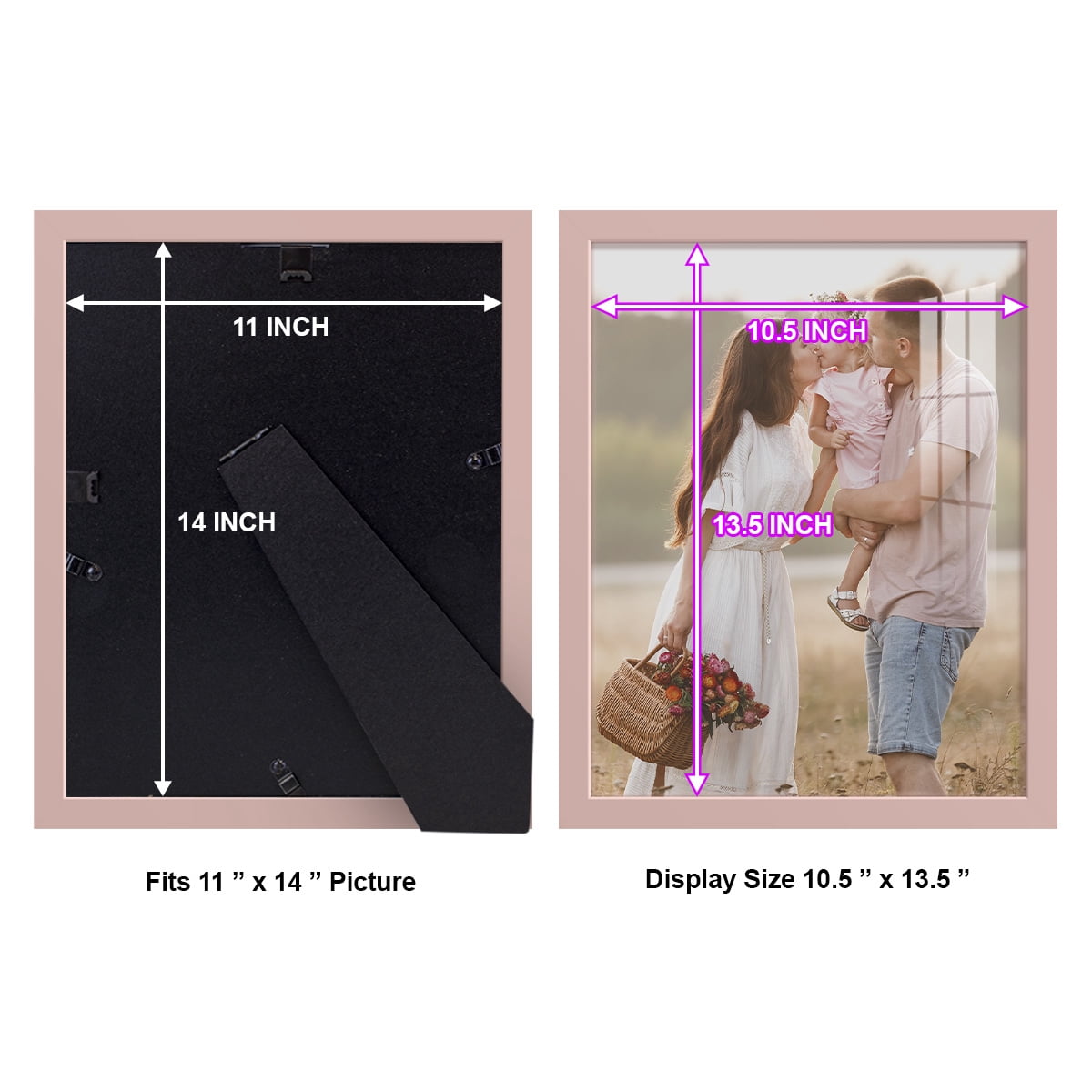 Modern Real Wood 11x14 inch Picture Frame in Pink