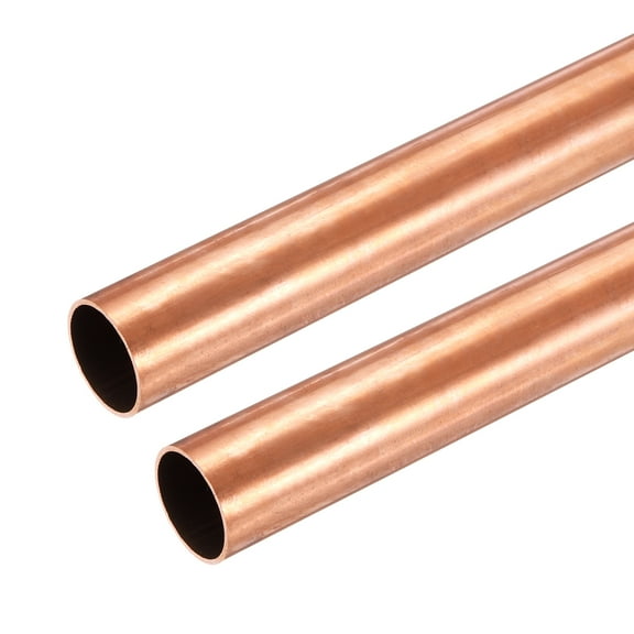 Uxcell Copper Round Tube, 24mm OD x 1mm Wall Thickness x 100mm(4") Length Pure Copper Tube Seamless Metal Straight Pipe Tubing for DIY Crafts Industry Construction(Pack of 2)
