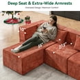 thumbnail image 4 of BEHOST 102.5" L-Shaped Cloud Couch with Ottoman, Modular Sectional Sofa for Living Room, No Assembly Required, Rust Red, 4 of 9