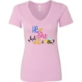thumbnail image 3 of Inktastic He or She What Will It Be? Women's V-Neck T-Shirt, 3 of 5