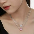 thumbnail image 5 of K-KED 8A Cubic Zirconia S925 Solid Sterling Love Heart Tennis Necklaces Wedding Party-Pink, 5 of 6