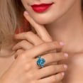 thumbnail image 4 of Gem Stone King 7.30 Ct Oval London Blue Topaz 925 Sterling Silver 3-Stone Engagement Ring, 4 of 6