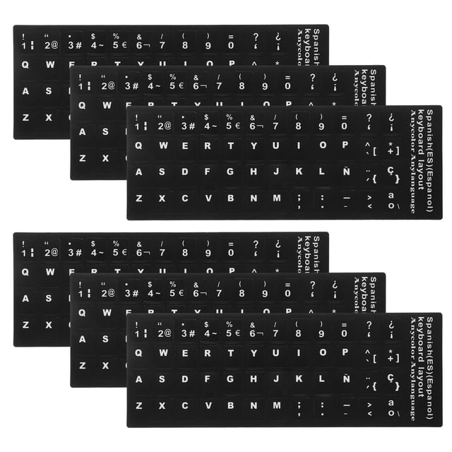 KAKOWELY 6 Sheets Replacement Keyboard Stickers Spanish Language Stickers Keyboard Layout Sticker,7.09X"X2.56"X0.04"