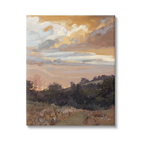 Stupell Industries Abstract Sunrise Landscape Landscape Painting Gallery Wrapped Canvas Art Print Wall Art, 24 x 30