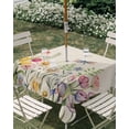 thumbnail image 3 of Square Outdoor Tablecloth with Umbrella Hole Wildflowers Outside Table Cloth Waterproof Patio Table Cover Spring Vintage Tulip Butterfly Floral Leaf Zipper Tablecloths for Picnic Camping 60x60 Inch, 3 of 8