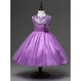 thumbnail image 4 of Styles I Love Little Kid Girls Sleeveless Sequin Tulle Flower Girl Dress Wedding Pageant Party Dresses 2-8Y, 5 Colors (Purple, 160/7-8 Years), 4 of 5