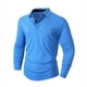 thumbnail image 2 of pstuiky Camisas casuales de manga larga para hombre, Blusa/camisa informal y de moda para hombre, de color liso, con cuello vuelto y bolsillos camisetas de hombre xxl, 2 of 7