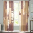 thumbnail image 2 of ERUNPONLY Brown Beige Sheer Curtains 63 Inch Length 2 Panels Set, Vintage Farmhouse Shabby Wooden Grain Voile Window Treatment Curtains Sheers Drapes for Bedroom/Living Room/Kitchen 52x"63"x2, 2 of 7
