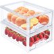 thumbnail image 1 of Paquete de 2 cajones transparentes extraíbles y apilables para frigorífico, organizadores de cajones para despensa, contenedores de plástico para alimentos para cocina, baño, oficina, armario (tamaño, 1 of 6