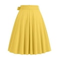 thumbnail image 4 of Women's Vintage High Waist Pleated Flared Midi Skirt A-Line Pockets Skirt With Bow Waist Tie, 4 of 4