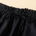 thumbnail image 5 of Diufon Women's Cotton Linen Shorts Ruffle Elastic Waist Drawstring Shorts Solid Color Shorts with Pockets, 5 of 6