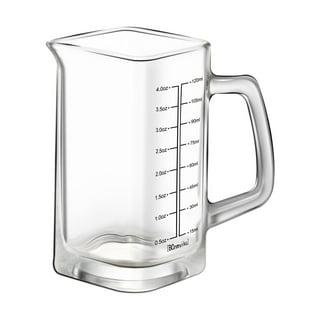Ackers Shot Glass Measuring Cup 4 Ounce/120ML Liquid Heavy High Espresso  Glass Cup Black Line，V-Shaped Spout