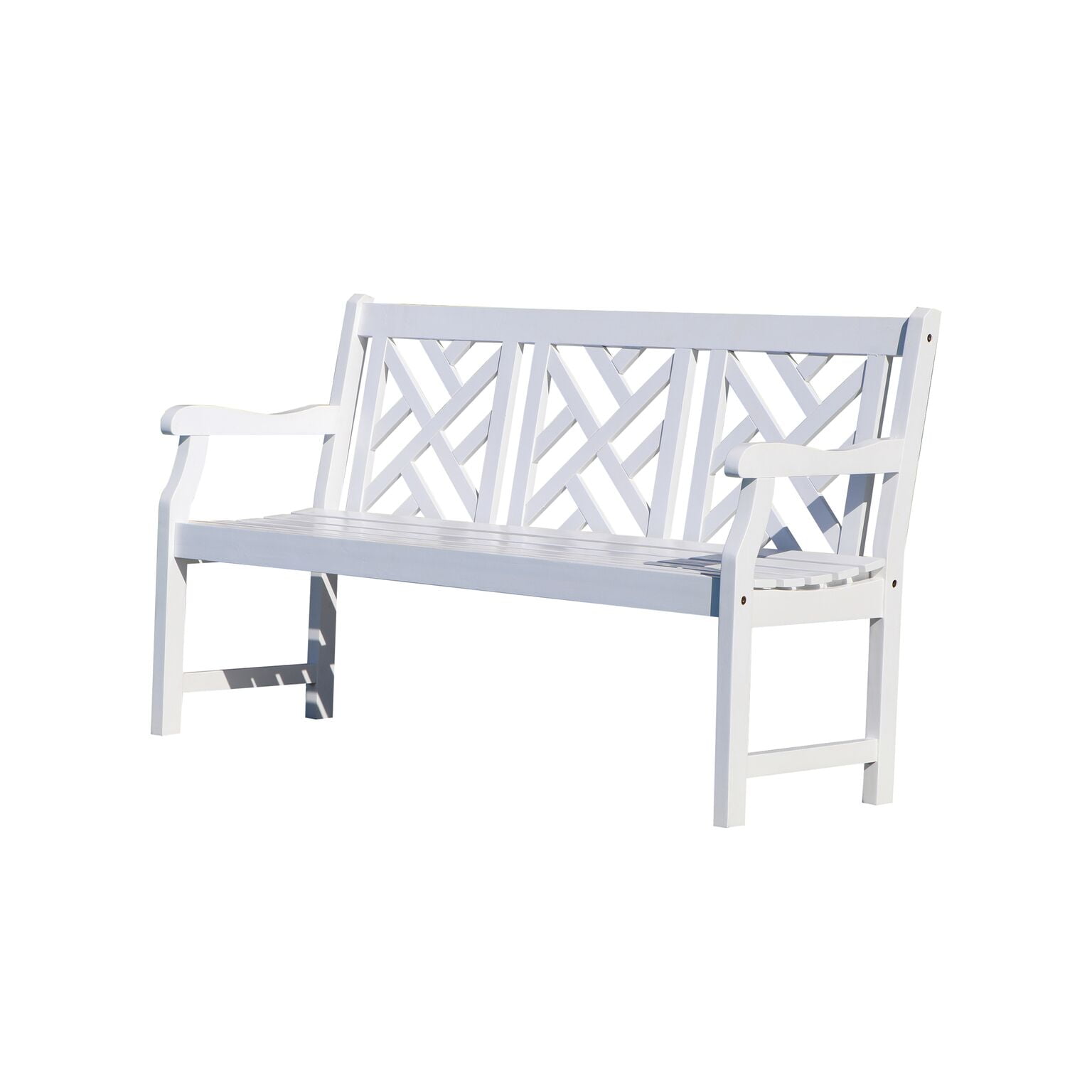 Bradley Outdoor Patio 5 Foot Wood Garden Bench In White