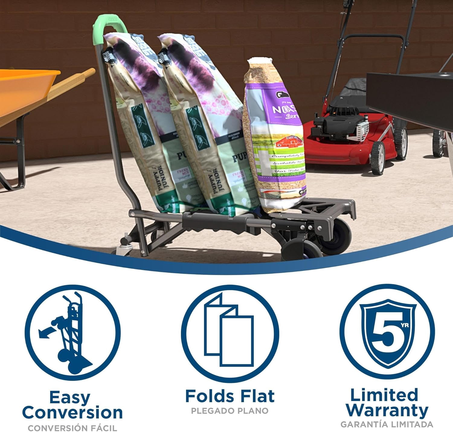 Shifter Multi-Position Folding Hand Truck and Cart, 300 lb. Weight Capacity, Green