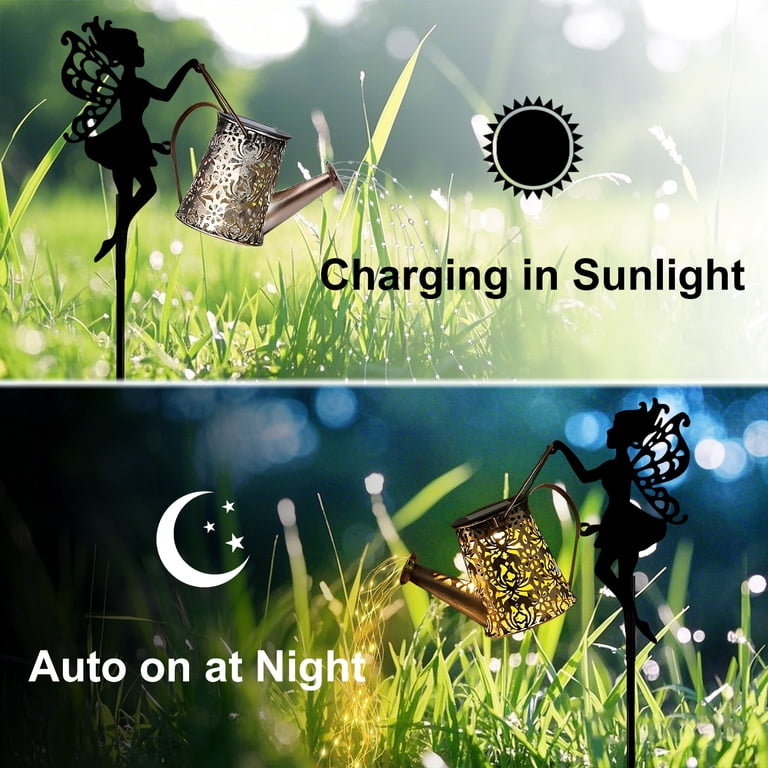 Rirool Solar Fairy Garden Watering Can Light with Hook photo 6