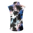 thumbnail image 5 of Men Turn Down Collar Sleeveless Hawaiian Tropical Button Down Vest Lightweight Breathable Vacation Beach Travel Tops Cyan M, 5 of 6