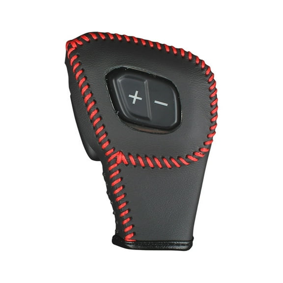 Car Gear Shift Knob Cover, Waterproof Leather Vehicle Shift Knob Accessories, Durable Automotive Interior Gear Shift Decoration Compatible With Ford Ranger-Black leather with red thread