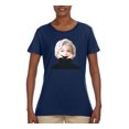 thumbnail image 2 of Wild Bobby, Hip Marilyn Monroe Portrait Classic Beauty Pose, Famous People, Women Graphic Tee, Navy, Medium, 2 of 4