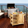 thumbnail image 4 of Olurrisa Versatile Storage Cabinets,with Stainless Steel Top,Outdoor Grill Cart,Solid Wood Outdoor Kitchen Island with Wheels, 4 of 7