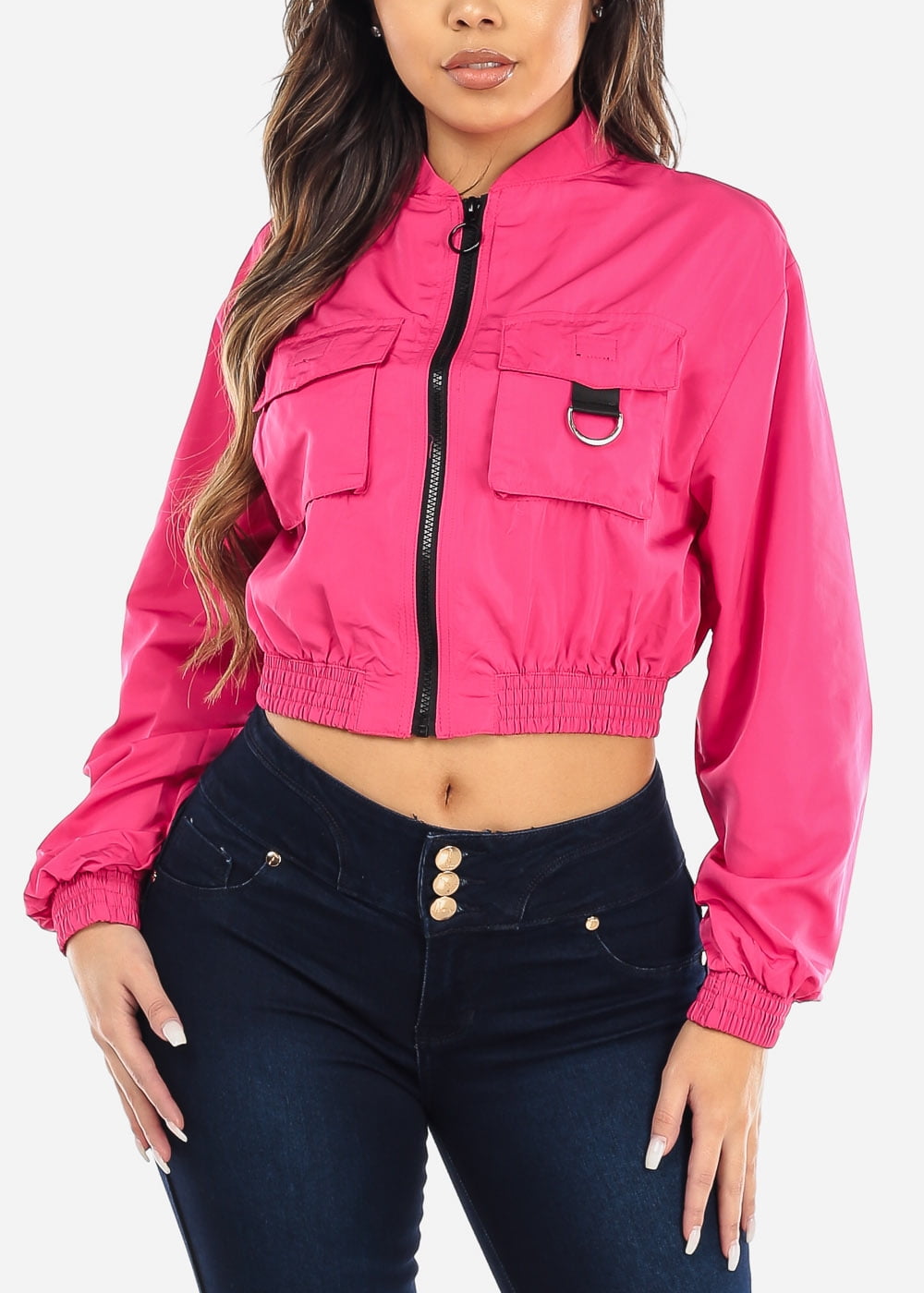 hot pink cropped jacket