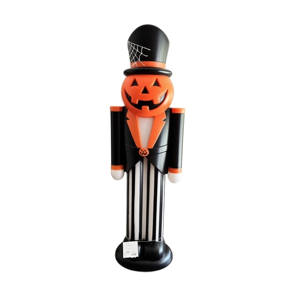 LED Halloween Nutcracker Blow Mold, 12 Inch Jack-O'-Lantern Indoor/Outdoor Lighted Decoration with Eerie Glow