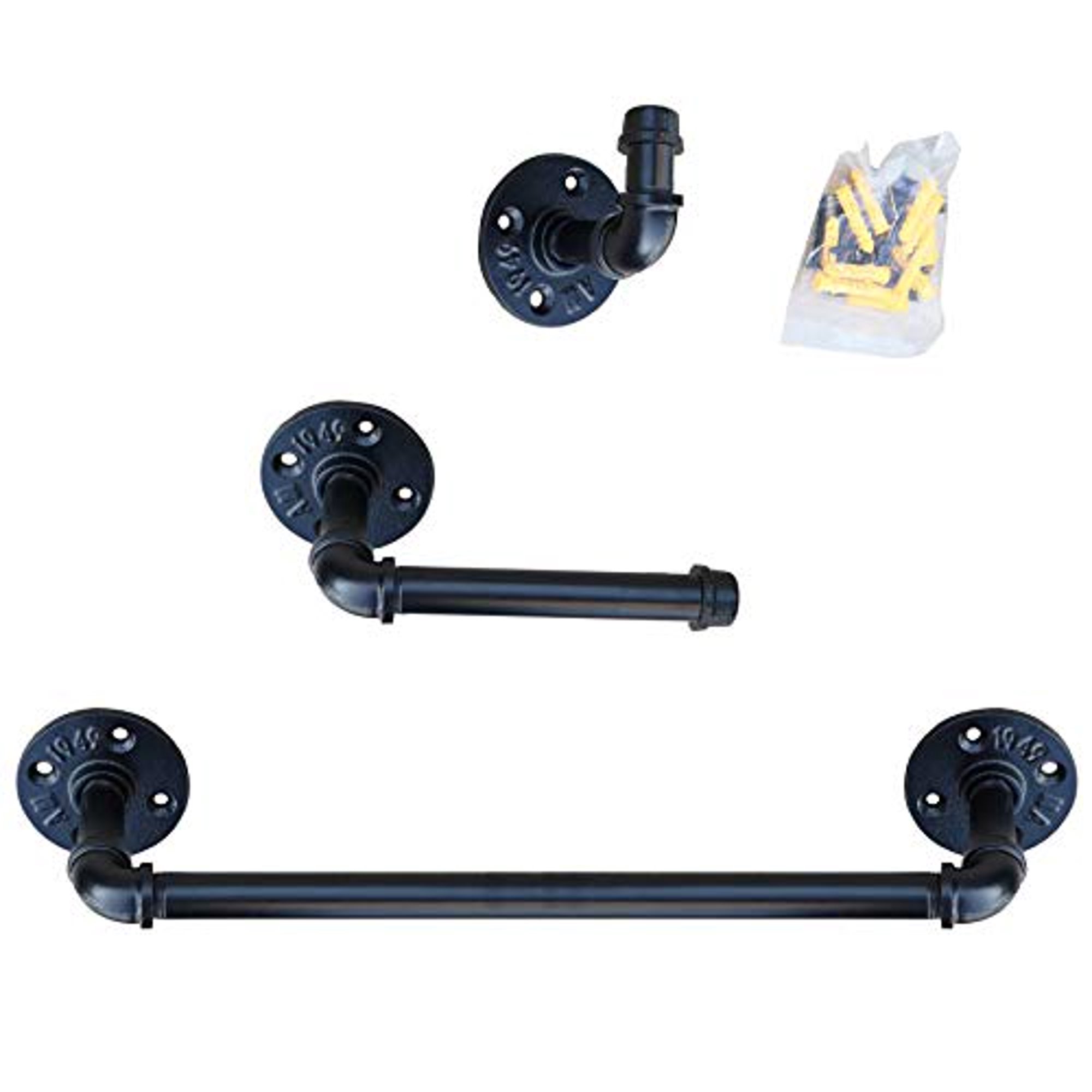 Industrial Pipe Bathroom Hardware Set Towel Bar Bathroom Accessories Set 3 Piece Kit Includes Robe Hook 18 Inch Towel Bar And Toilet Paper Holder Coated Finish Walmart Canada