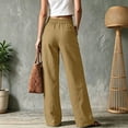 thumbnail image 4 of Women Casual Wide Leg Pants High Waist Straight Trousers Solid Color Palazzo Pants with Pockets Khaki M, 4 of 4