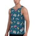 thumbnail image 2 of Goofa Vintage Tape Players And Skates Pattern Men's Workout Tank Top Slim-Fit Tank Quick Dry Fit Muscle Tank Top Beach Tank Top Bodybuilding Sleeveless T Shirt-Large, 2 of 7