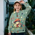 thumbnail image 2 of Uorisanigo Girls Half Zip Pullover Sweatshirt Oversized Athletic Tops Mushroom Frog Long Sleeve Pullover Top Kids Quarter Zipper Cropped Sweatshirt for Sports and Daily Wear, 2 of 7