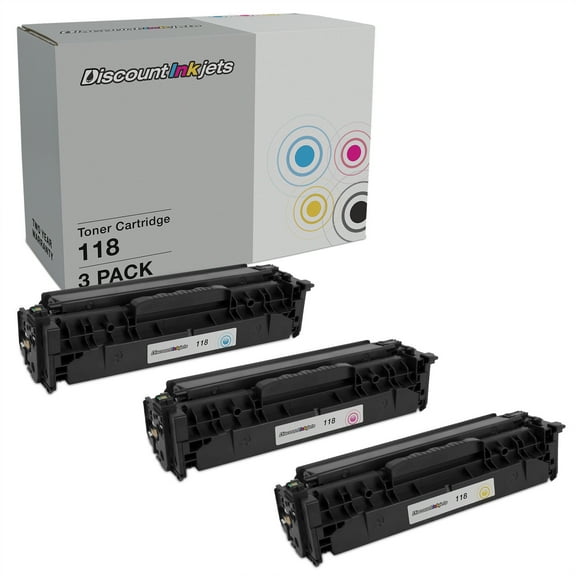 DI Toner Cartridges for Canon 118 (Cyan, Magenta, Yellow, 3-Pack) Compatible with imageCLASS: LBP7200Cdn, LBP7660Cdn, MF726Cdw, MF729Cdw, MF8350C