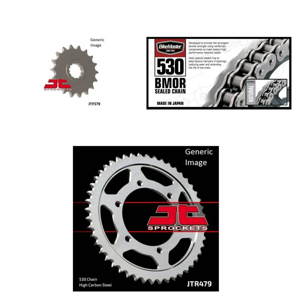 BIKEMASTER 530 BMOR Sealed Chain Natural, JT Front & Rear Sprocket Kit for Street YAMAHA YZF-R1 1998-2003