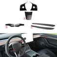 thumbnail image 2 of Xotic Tech Car Interior Door Panel Strip + Steering Wheel Button w/Bottom Piece + Paddle Shifter Cover Trim Accessories Combo Pkg, Carbon Fiber Pattern, Compatible with Tesla Model 3 Model Y 2021-up, 2 of 9