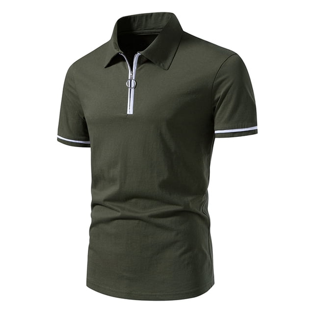 Dvkptbk T-Shirt Homme Décontracté Ajusté Patchwork Manches Courtes Col Rabattu