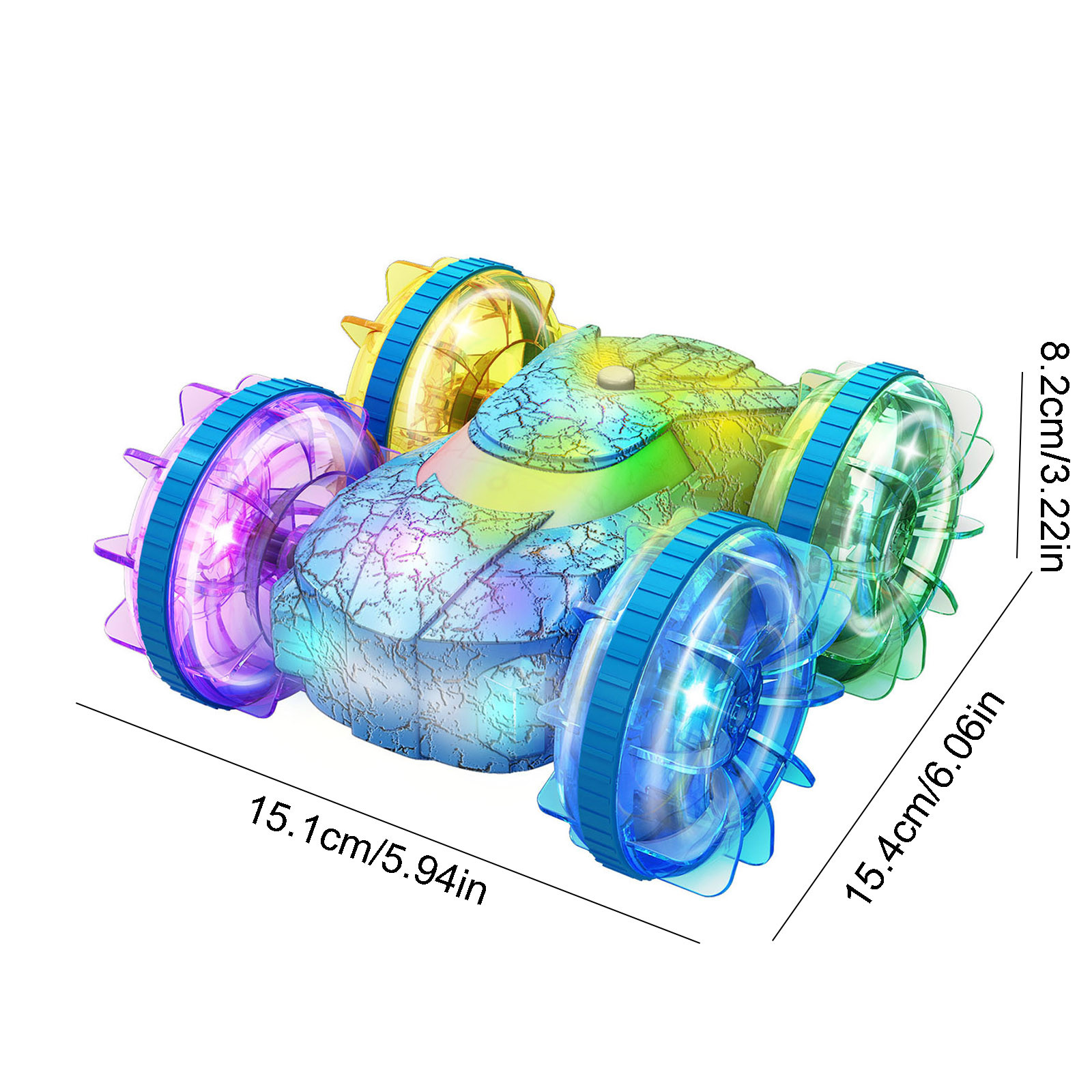 Fjnjuu RC cars 2.4G Remote Control Stunt Car with Colorful Lights and Double Sided Stunt Flip Bucket Remote Control Car