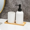 thumbnail image 4 of Bathroom Accessories Set of 3 with 350ml Liquid Soap Dispenser Toothbrush Holder and Tray for Countertop Organization, 4 of 8