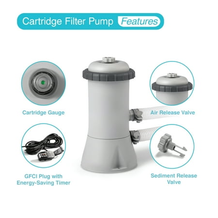 Intex - 1000 GPH Easy Set Above Ground Swimming Pool Filter Pump System + Filters - Multi