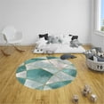 thumbnail image 2 of Tapis Rond Géométrique - Antidérapant et Absorbant, Lavable en Machine pour Chambre, Salon Ou Entrée (Vert Dégradé, 100cm), 2 of 4