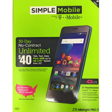 Simple Mobile ZTE Midnight Pro LTE Prepaid Smartphone