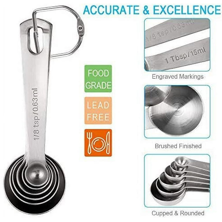 Rena Chris Measuring Spoons, Premium Heavy Duty 18/8 Stainless Steel  Measuring Spoons Cups Set, Small Tablespoon with Metric and US  Measurements, Set