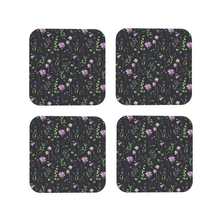 

Tideii Watercolor Wildflower 1 for Leather Coasters 4 Pieces Anti-fouling and Anti-scalding Decorative Coasters Suitable for Restaurants Kitchens Coffee Shops-Square
