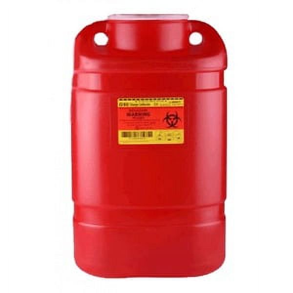Sharps Container 1-Piece 14 H X 7-1/2 W X 10-1/2 D Inch 5 Gallon Red Funnel Lid