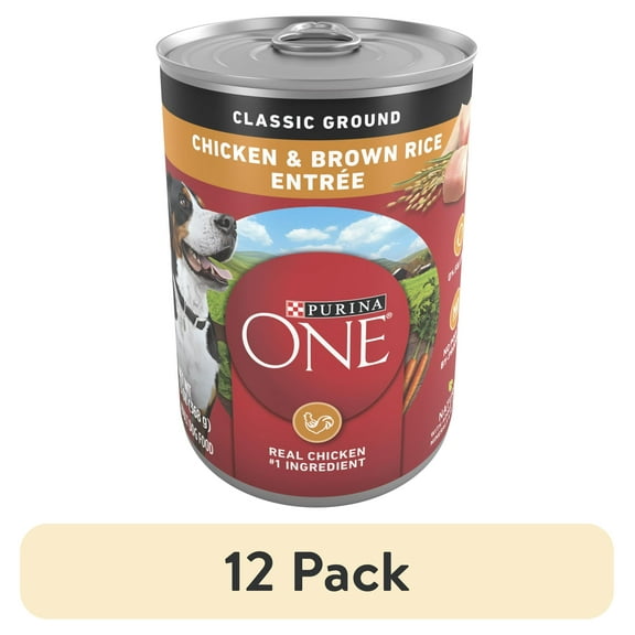 (12 pack) Purina ONE Smart Blend Wet Dog Food, High Protein Soft Chicken & Brown Rice, 13 oz Can
