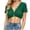 Green, variant on Women's Crochet Lace Crop Top Short Sleeve Button Down Cropped Shirts Y2k V Neck Blouse Rave Tops Pink S
