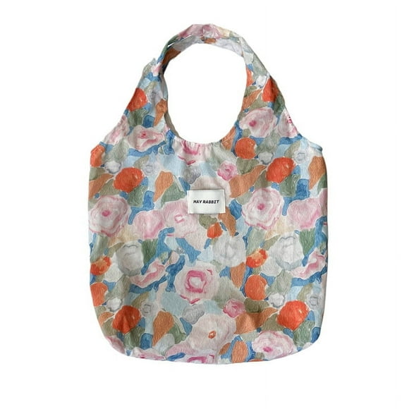 JennyShop Ins Retro Oil Painting Flower Canvas Bolsa Casual Bolsa De Hombro Bolsa Bolsa De Mano Bolsa Grande Bolsa Estudiante Dulce Vest Bolsa Tide