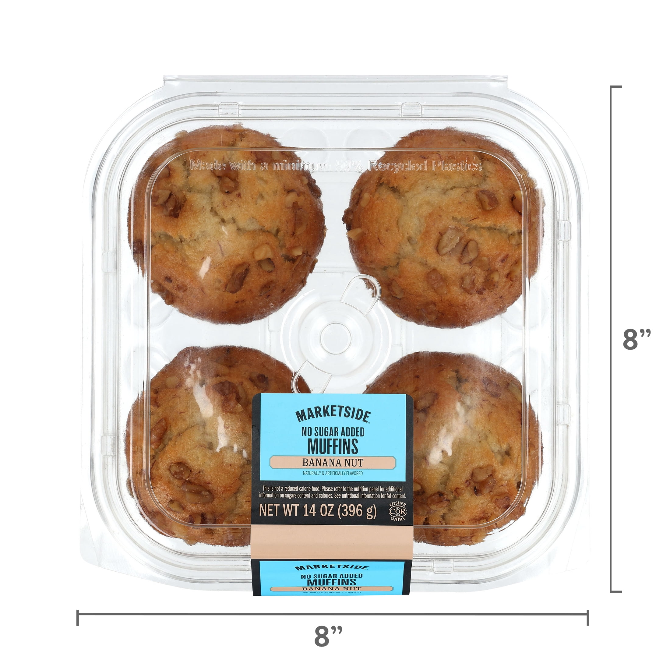 Marketside Banana Nut No Sugar Added Moist Baked Muffins, 14 oz, 4 Count