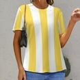 thumbnail image 6 of Bright Soleil Yellow And White Vertical Cabana Stripes Women's T-Shirt Short Sleeve T Shirts Tops Tee Ladies Loose T, 6 of 6