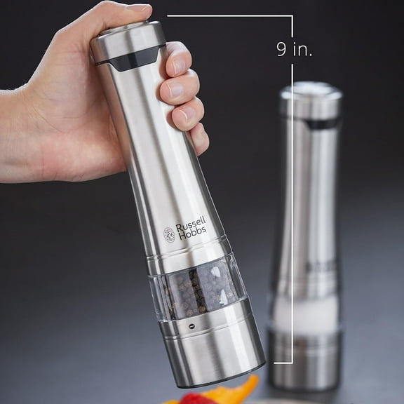 Electric Salt & Pepper Mills, Stainless, Set of 2 Grinders