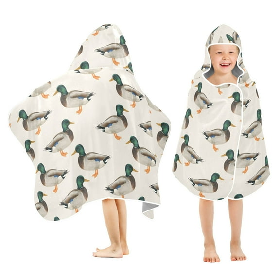 joogoo Vintage Mallard Ducks Kids Hooded Beach Towel Baby Bath Towel 23.5"x50"
