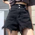 thumbnail image 3 of Pantalones cortos vaqueros finos y sexys para mujer, ropa sencilla de verano, a la moda, ajustados, con agujeros, cintura alta, combina con todo, pierna ancha, informal, 3 of 5